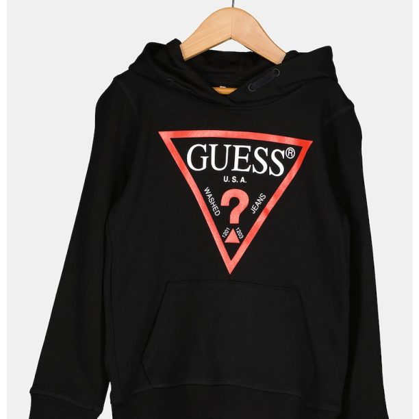 Памучно худи с джоб кенгуру GUESS JEANS