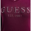 Пуловер с шпиц и декоративни камъни GUESS JEANS