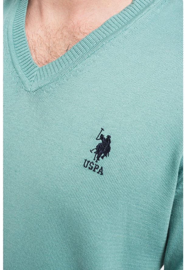 Пуловер с шпиц и лого US Polo Assn