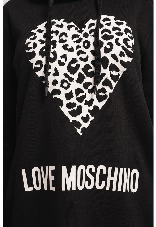 Рокля тип худи с джобове встрани Love Moschino