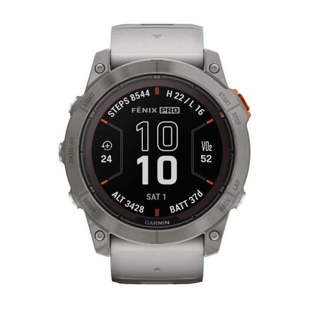 Оригинален Мъжки Смарт часовник Garmin Fenix 7X Pro Sapphire Solar Edition Titanium/Fog Grey/Ember Orange 010-02778-15