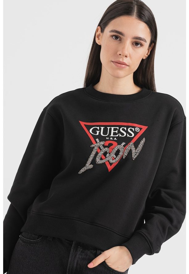 Суитшърт с лого и овално деколте GUESS JEANS