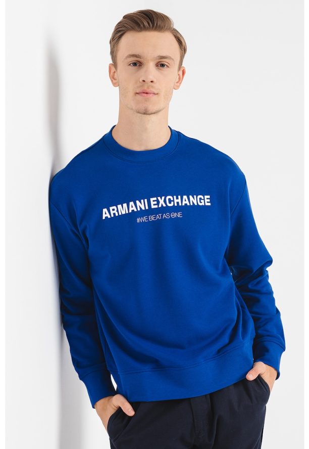 Суитшърт с овално деколте и лого ARMANI EXCHANGE