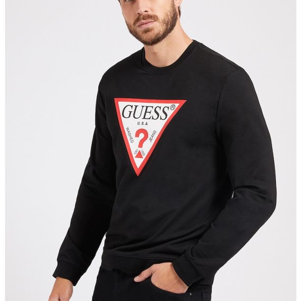 Суитшърт с овално деколте и лого GUESS JEANS