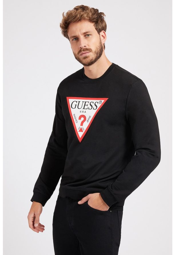 Суитшърт с овално деколте и лого GUESS JEANS