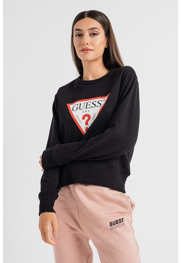 Суитшърт с овално деколте и лого GUESS JEANS