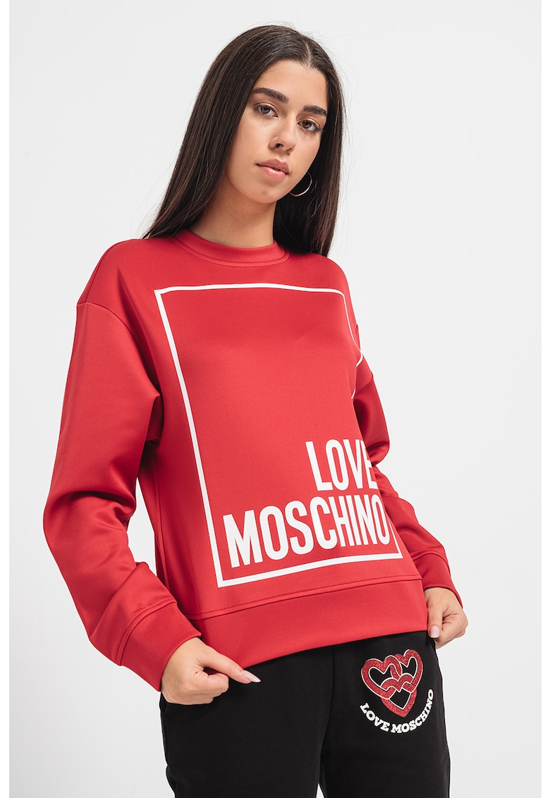 Суитшърт с овално деколте и логоь Love Moschino