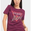 Тениска с лога и декоративни камъни GUESS JEANS