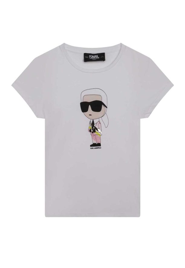 Тениска с лога и овално деколте KARL LAGERFELD KIDS