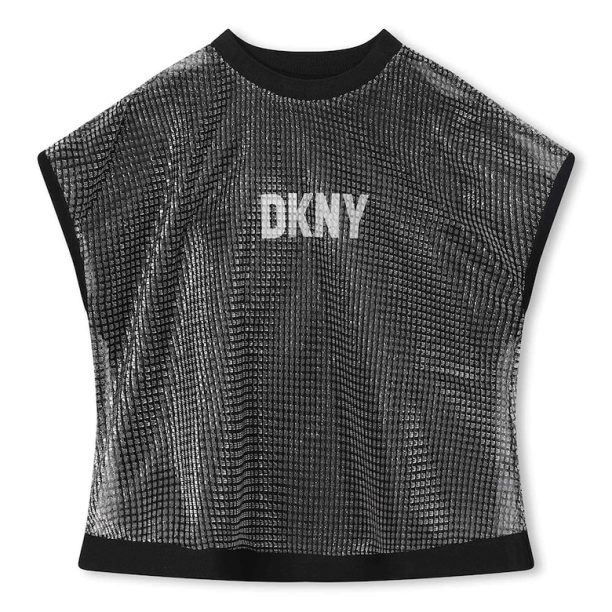 Тениска с лого и мрежесто покритие DKNY