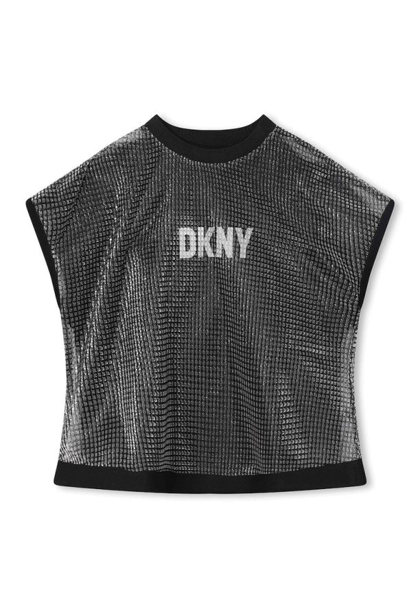 Тениска с лого и мрежесто покритие DKNY