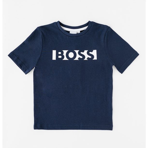 Тениска с лого и овално деколте BOSS Kidswear