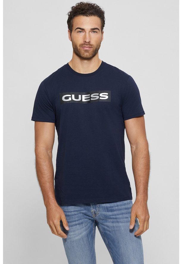 Тениска с лого и принт GUESS JEANS