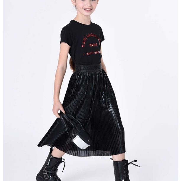 Тениска с модал с метализирано лого KARL LAGERFELD KIDS