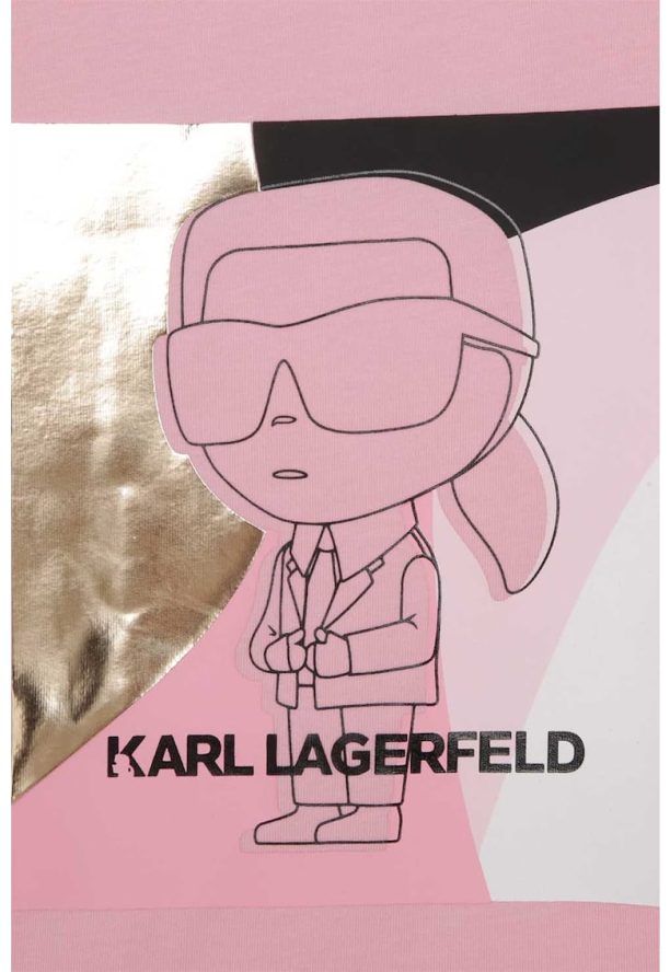 Тениска с модал с метализирано лого KARL LAGERFELD KIDS