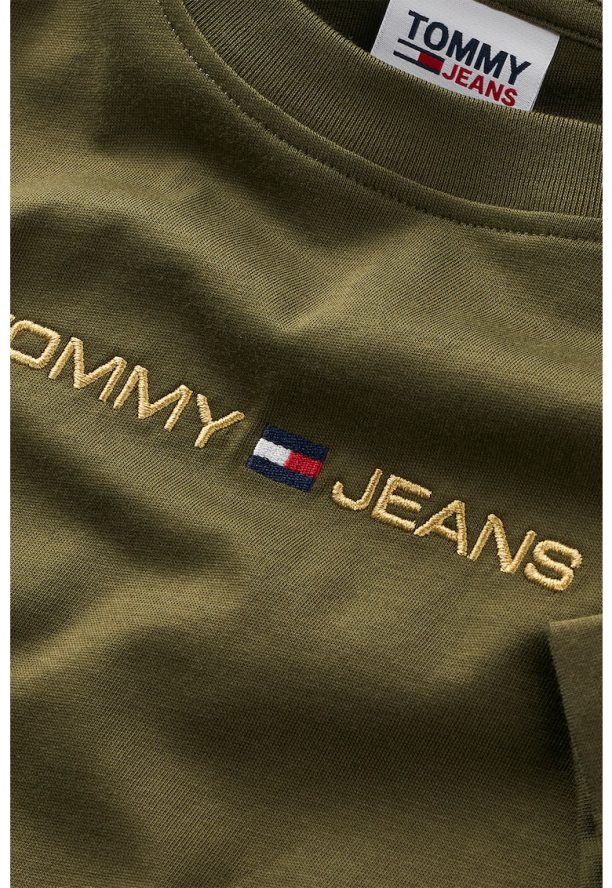 Тениска с овално деколте и бродирано лого Tommy Jeans