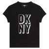 Тениска с овално деколте и десен с лого DKNY