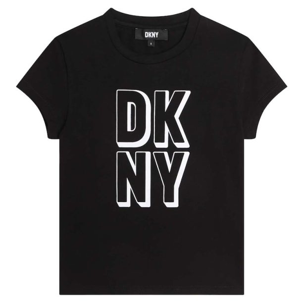 Тениска с овално деколте и десен с лого DKNY