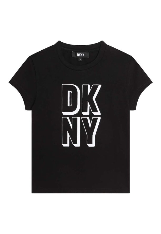 Тениска с овално деколте и десен с лого DKNY