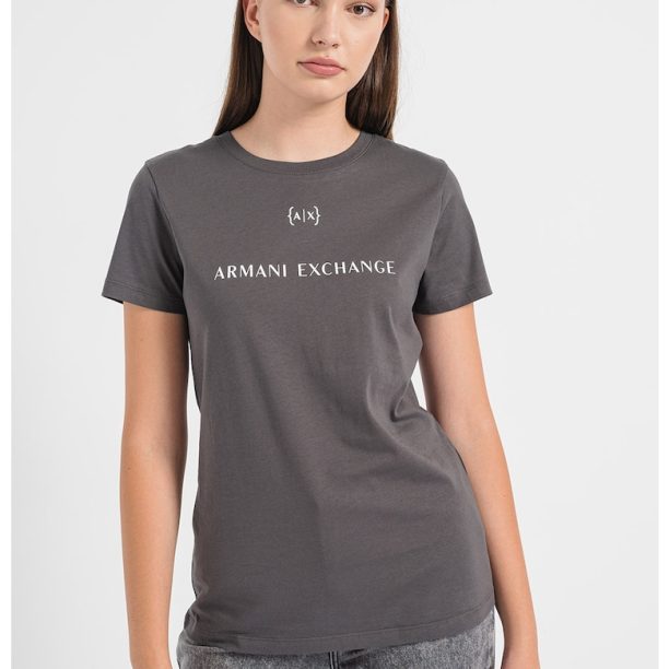 Тениска с овално деколте и лога ARMANI EXCHANGE