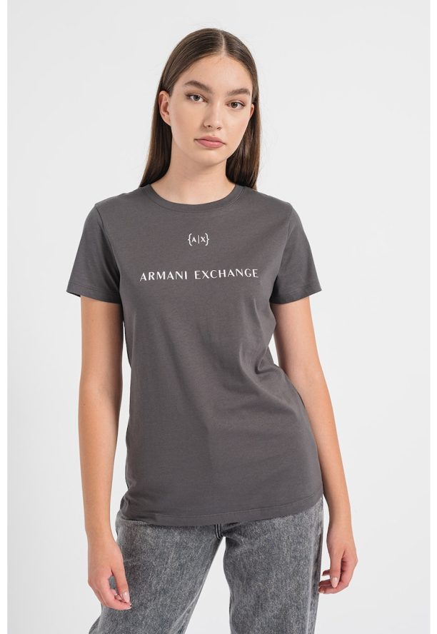 Тениска с овално деколте и лога ARMANI EXCHANGE