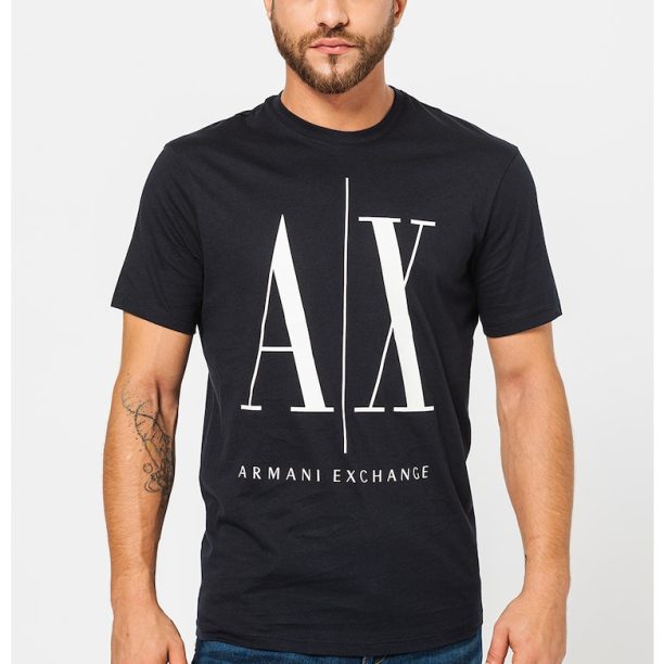 Тениска с овално деколте и лого ARMANI EXCHANGE