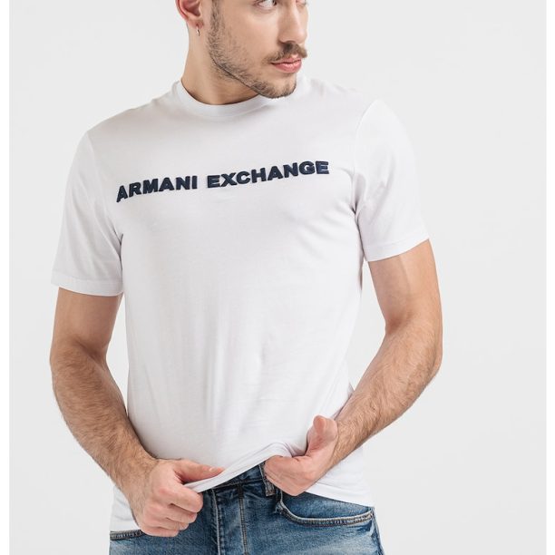 Тениска с овално деколте и лого ARMANI EXCHANGE