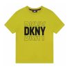 Тениска с овално деколте и лого DKNY