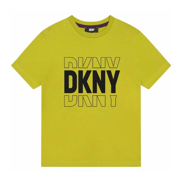 Тениска с овално деколте и лого DKNY