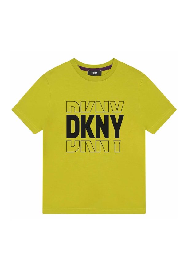 Тениска с овално деколте и лого DKNY