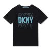 Тениска с овално деколте и лого DKNY