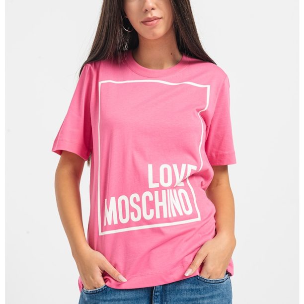 Тениска с овално деколте и лого Love Moschino