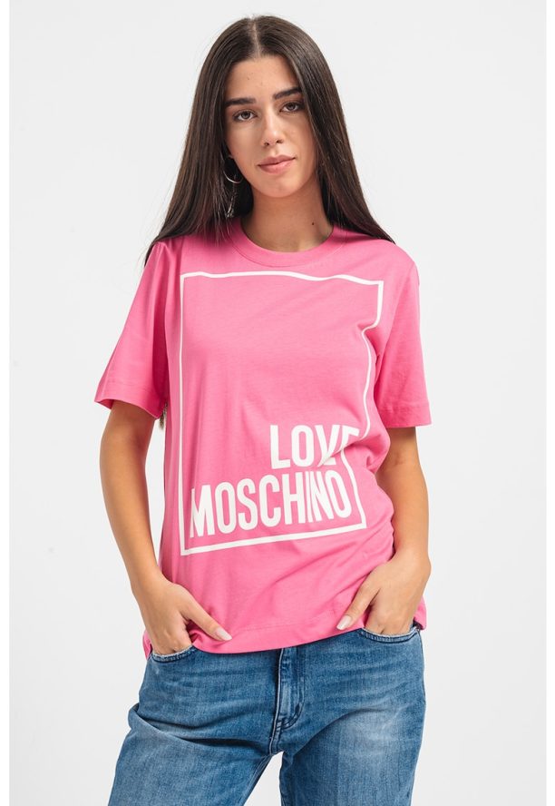 Тениска с овално деколте и лого Love Moschino