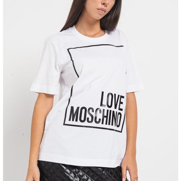 Тениска с овално деколте и лого Love Moschino