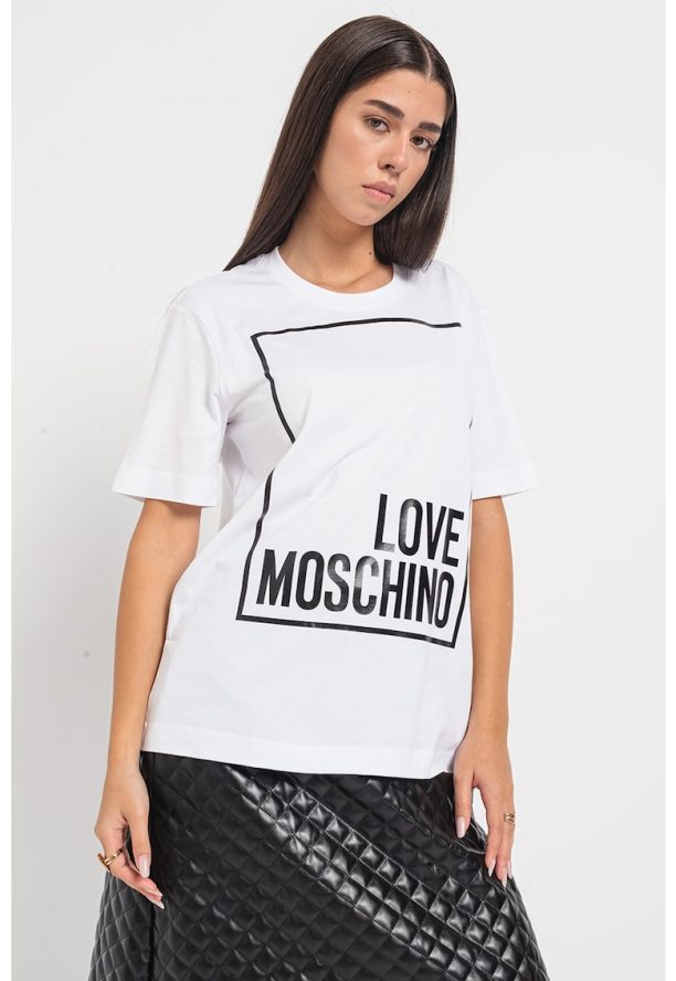 Тениска с овално деколте и лого Love Moschino