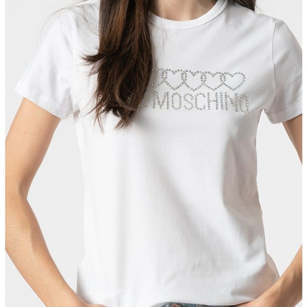 Тениска с овално деколте и лого Love Moschino