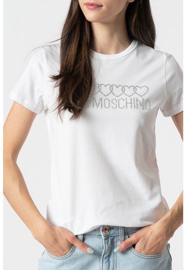 Тениска с овално деколте и лого Love Moschino