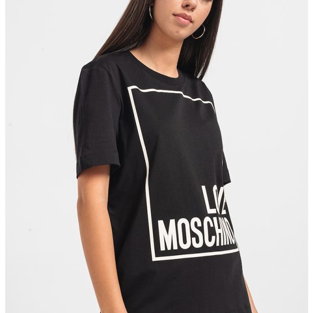 Тениска с овално деколте и лого Love Moschino