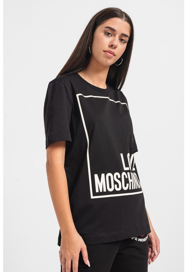 Тениска с овално деколте и лого Love Moschino