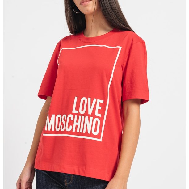 Тениска с овално деколте и лого Love Moschino