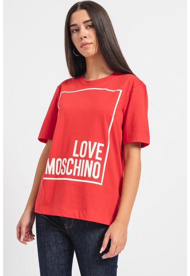 Тениска с овално деколте и лого Love Moschino