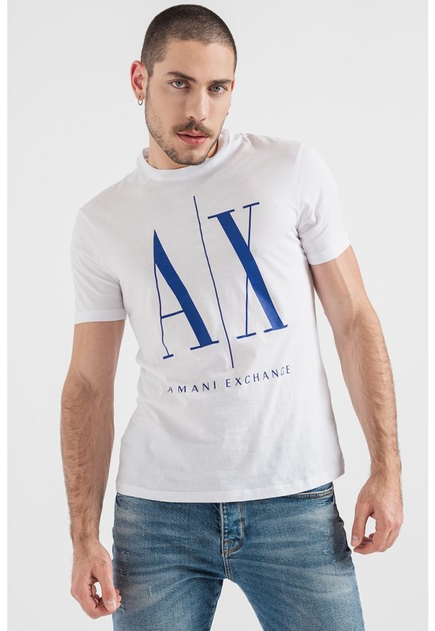 Тениска с уголемено лого ARMANI EXCHANGE