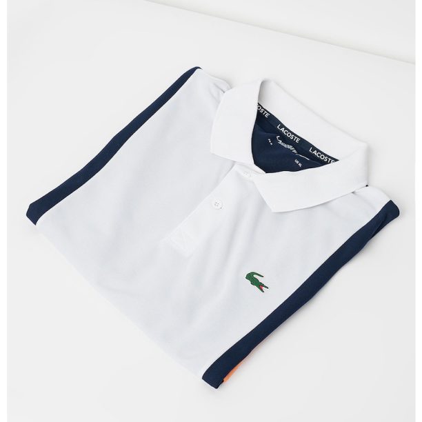 Тениска с яка и цветен блок Lacoste