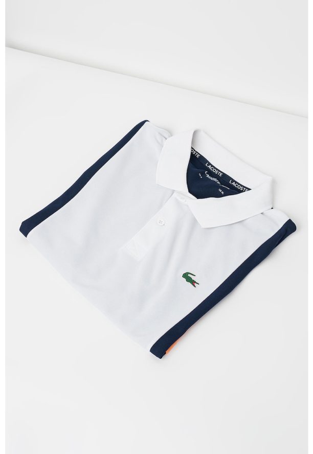 Тениска с яка и цветен блок Lacoste