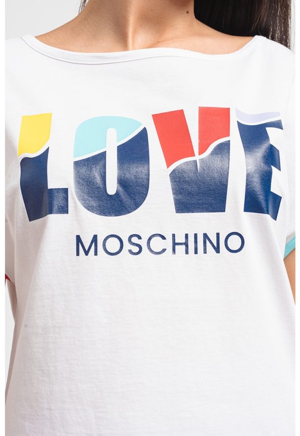 Тениска със свободна кройка и лого Love Moschino