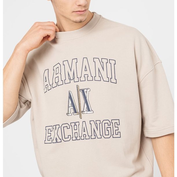 Уголемен пуловер с къси ръкави и лого ARMANI EXCHANGE