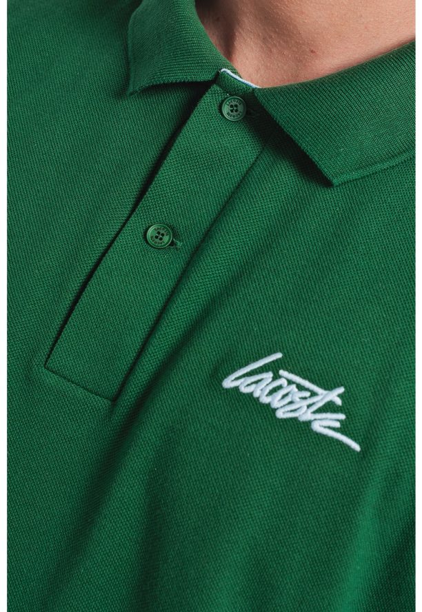 Унисекс памучна тениска с яка и лого Lacoste