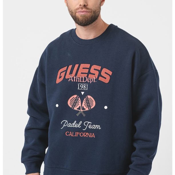 Фитнес блуза с лого и паднали ръкави Guess