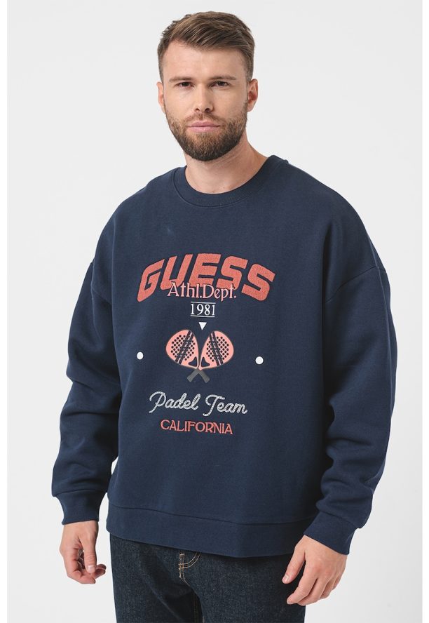 Фитнес блуза с лого и паднали ръкави Guess