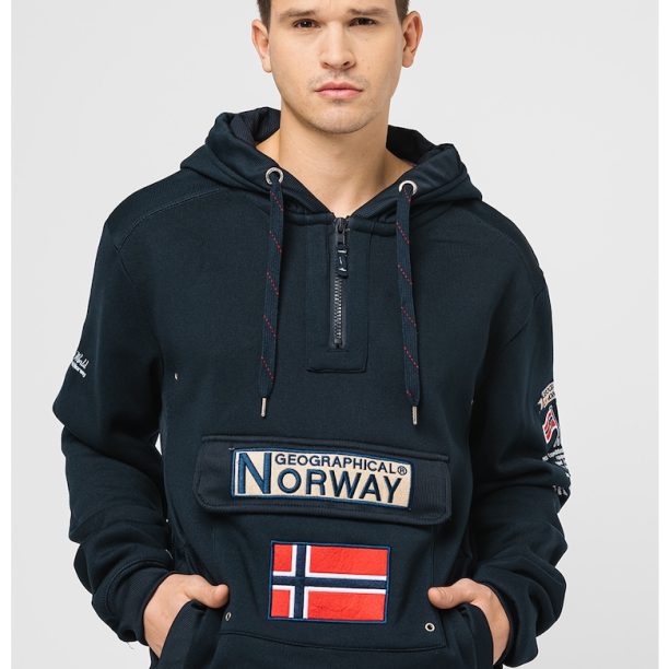 Худи Gymclass с къс цип и бродирано лого Geographical Norway